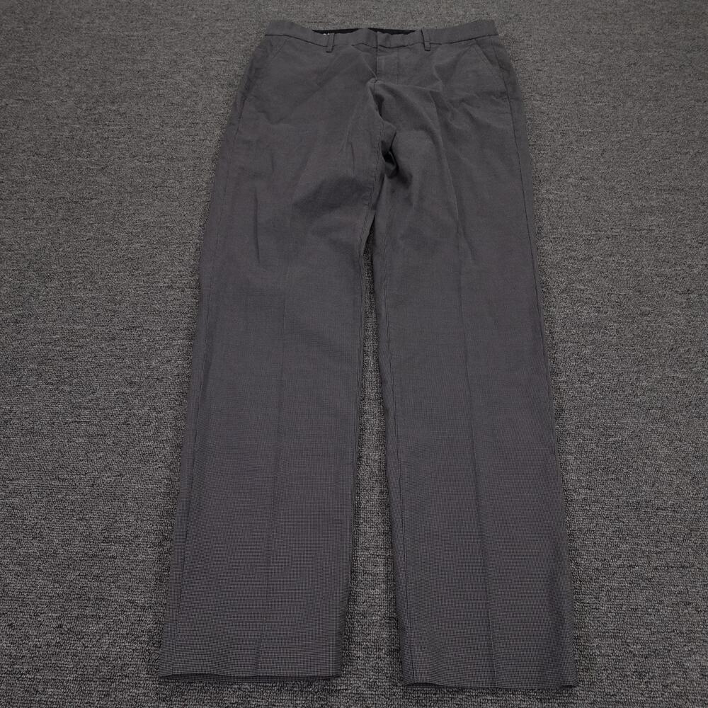 Bonobos Pants Mens 31x32 Gray Monday Athletic Fit Check Dress Flat Front